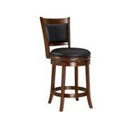 Ball & Cast Tabouret de Bar pivotant à Hauteur de comptoir, Tabouret d'îlot de Cuisine en Bois, 24in Tabouret de Bar rembourré avec Dossier et Repose-Pieds, Cappuccino