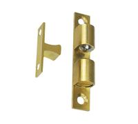 Ball Door Catch - Solid Polished Brass, Double Roller Furniture Hardware, Copper Bead Buckle, Closet Adjustable Tension Latch | Heavy Duty Cabinet Lock, Strong Spring Clip For Bookshelf, Cupboard, Pan