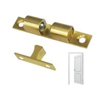 Ball Door Catch - Solid Polished Brass, Double Roller Furniture Hardware, Copper Bead Buckle, Closet Adjustable Tension Latch | Heavy Duty Cabinet Lock, Strong Spring Clip For Bookshelf, Cupboard, Pan