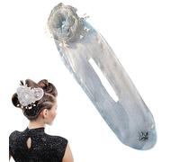 Ball Hair Clip Rouleau à Chignon à Fleurs Bigoudi Lazy Hair Curler Deft Bun Avec Bijoux Epingle à Cheveux Chignon Magique Accessoires pour Femmes et Filles (Gris)