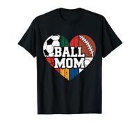 Ball Mom Heart Sports Soccer Football Baseball Pride T-Shirt
