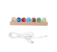 Ball Night Light 3D Effect Color Variation Painting Process Built in LED Glass Sapele Beech Crystal Ball Lamp for Decoration Quadrate Bottom Beech