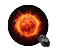 Ball of Fire Tapis de souris rond pour ordinateur portable et bureau - Étanche - Avec base en caoutchouc antidérapant - 20 cm