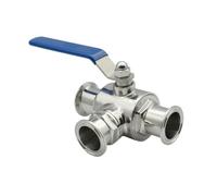 ball valve, Vanne à bille sanitaire trois voies en acier inoxydable, passage TL, virole 50,5/64 mm, produit fait maison(SUS304,T-PORT_51MM FERRULE 64)