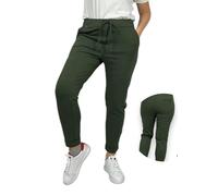 Ballandoro Pantalon Femme Taille Haute Élastique - Chino Cigarette Confortable Grande Taille Legging Élégant Curvy Élastique à la Taille Joggers Doux Viscose, vert militaire, XL