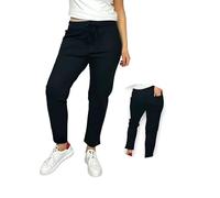 Ballandoro Pantalon Femme Taille Haute Élastique - Chino Cigarette Confortable Grande Taille Legging Élégant Curvy Élastique à la Taille Joggers Doux Viscose, Noir , XXL