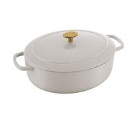 BALLARINI Bellamonte Cocotte, Rustidera, Pot de cuisson en fer coulé émaillé, ovale, 31 cm, 5,5 l, blanc ivoire