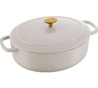 BALLARINI Bellamonte Cocotte, Rustidera, Pot de cuisson en fer coulé émaillé, ovale, 31 cm, 5,5 l, blanc ivoire