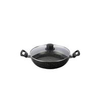 BALLARINI Sauteuse VIPITENO, Bords Hauts, 2 Poignées, Couvercle en Verre, diam 28 cm, Ronde, Aluminium, Revêtement Antiadhésif, Noir