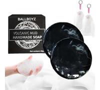 Ballboyz-Ballboyz Face Soap, Natural Volcanic Mud Soap, Black Soap Bar with Bubble Net for Men Women Teens Facical and Body Wash (2pcs)