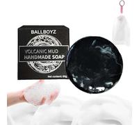 Ballboyz-Ballboyz Face Soap, Natural Volcanic Mud Soap, Black Soap Bar with Bubble Net for Men Women Teens Facical and Body Wash (1pc)