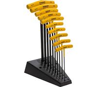 Bondhus 13190 Lot de 10 tournevis à bille et poignées hexagonales en T avec support, tailles 3/32-3/8"
