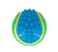 Balle 5 Sens pour Chien Indestructible - Jouet Couineux en Caoutchouc Stimulant Vue, Ouïe, Toucher, Odorat, Goût - Idéal pour Chiens Aveugles, Petits et Moyens - 6.5cm - Couleur Aléatoire