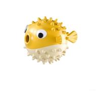 Balle à friandises en forme de poisson pour chiens avec centre de gravité équilibré, activation sonore et libération progressive des friandises au fil du temps (jaune)