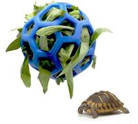 Balle à friandises pour tortue - Jouet à suspendre pour nourrir l'herbe, les fruits, les légumes - Jouet pour petits animaux domestiques - Tortue - Bleu
