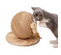 Balle à gratter pour chat - Jeu d'intelligence en sisal - Jouet interactif pour chat avec plumes pour bouger - Pour lutter contre l'ennui en intérieur - Chasse et escalade pour