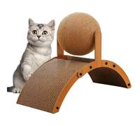 Balle à gratter pour chat - Jouet à gratter de 33 cm | Poteau en bois de sisal - Design vertical avec base ondulée pour encourager le grattage naturel pour chatons, chats âgés et familles multi-chats
