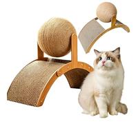 Balle à Griffer pour Chat sur Support, Post à Griffer avec Arche et Boules, Jouet Interactif avec Boule en Sisal à 360°, Post à Griffer Durable pour l'Intérieur à Utiliser à la Maison