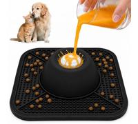 Balle à lécher pour chien et tapis à lécher pour chien, jouet à lécher pour chien, bol à lécher pour chien avec pied à ventouse antidérapant, pour friandises liquides et épaisses (noir)