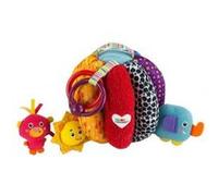 Balle a tresors en tissu peluche avec activites d'eveil : hochet papier froisse pouet animaux anneau dentition - boule sensorielle bebe