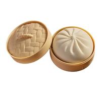 Balle Anti-Stress Dumplings, boulettes géantes, Boule Anti-Stress Dumplings de 3, 9x2, 2 Pouces avec Jouet de soulagement du Panier à Vapeur pour Le Jeu sensoriel et Le Plaisir Fidget, Blanc