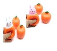 Balle Anti-Stress Lapin De Pâques Jouet Carotte Pop-up pour Autistes Balle De Décompression Sensorielle Fidget pour en-fants Soulagement du Stress Amusant Lapin Faveur De Pâques (Rose+Blanc)