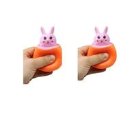 Balle Anti-Stress Lapin De Pâques Jouet Carotte Pop-up pour Autistes Balle De Décompression Sensorielle Fidget pour en-fants Soulagement du Stress Amusant Lapin Faveur De Pâques (Rose*2)
