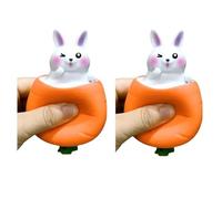 Balle Anti-Stress Lapin De Pâques Jouet Carotte Pop-up pour Autistes Balle De Décompression Sensorielle Fidget pour en-fants Soulagement du Stress Amusant Lapin Faveur De Pâques (Blanc*2)