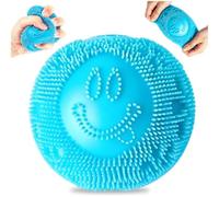Balle Anti Stress Squishy avec Smiley Et Fleur, Balle Sensorielle Jouet Anti Stress à Texture Hérissée,Soft Sensory Squeeze Toys Fidget Toys Antistress Balle pour Enfants Adultes Autisme Tdah (Bleu)