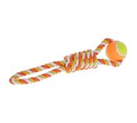 Kerbl Pet Balle avec corde pour chien coton, orange/jaune, 37cm