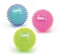 Balle bicolore pour bébé LUDI - Diamètre 15 cm - PVC - Rose, bleu ou vert