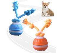 Balle Chien Interactif, Jouets pour Chiens Interactive Rechargeable, Jouet pour Chien Intelligent avec Corde à Mâcher, Balle Chien Qui Bouge Toute Seule pour Chiens de Petite, Moyens (Bleu+Orange)