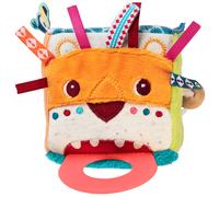 Lilliputiens - Cube d'éveil multi-activités Jack le Lion - Jouet interactif en tissu avec miroir, anneau de dentition et sons - Stimule la motricité et la vue - 8cm - Pour bébés dès 3 mois - 83123