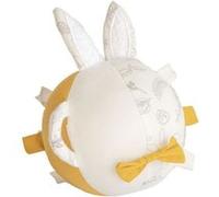 Balle d'activités Leafy Bunny - Coton bio - Sensorielle - Blanc/Jaune - 12 cm G