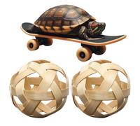 Balle d'alimentation pour tortue et foin - Rouleau à friandises - Petit ensemble d'alimentation avec 2 balles et planche à roulettes d'entraînement - Jouet interactif pour tortues, tortues, petits