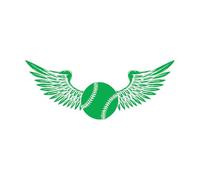 Balle de baseball Ailes d'ange volantes Sport Stickers muraux 42x105.3cm Étanche Vert