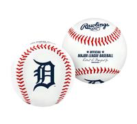 Balle de baseball officielle Rawlings MLB avec logo des Detroit Tigers, blanche, parfaite pour les fans et collectionneurs.