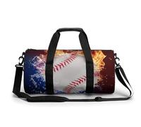 Balle De Baseball Water Fire Sac De Sport Gym Sac De Voyage Sac Week-End Duffel Bag pour Camping Randonnée Voyage 45x23x23cm
