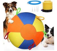 Balle de berger pour chiens, balle de 45 cm pour chiens avec poignées, conception double couche résistante aux déchirures pour jeu interactif et exercice, comprend une pompe à pied (bleu/orang