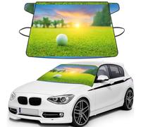 Balle de Golf Verte imprimée au Coucher du Soleil,Housse de Pare-Brise de Voiture, Protection Pare-Brise - Résistante à la Neige, à la Glace, au Soleil, aux UV, à la poussière et à l'eau