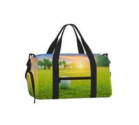 Balle de Golf Verte imprimée au Coucher du Soleil,Sac de Sport bandoulière à Main, Sac de Voyage Grande capacité pour Femmes et Hommes