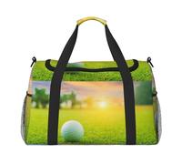 Balle de Golf Verte imprimée au Coucher du Soleil,Sacs de Sport, Sacs de Voyage bandoulière pour Le Sport, Sacs de Voyage Grande capacité pour Femmes et Hommes