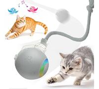 Balle de Jouet Intelligent, 2025 Nouveau Balle Interactive pour Chien avec Corde, Automatique Jouet Interactif pour Chat, Jouets Qui Bouge Seul Rechargeable par USB (Gris)