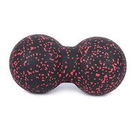 Balle de massage aux cacahuètes 24 x 12 cm, masseur sportif, fitness, yoga, double crosse, pour relâchement myofascial, relaxant musculaire, massage des points d'acupuncture (Red and Black)