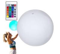 Balle de plage éclairée - Balle de piscine flottante à LED de 16 pouces, grand jouet gonflable, 16 lumières colorées, 4 modes, télécommande | Boules flottantes de fête de piscine extérieure