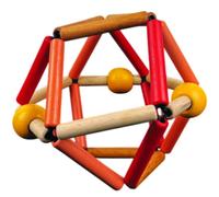 Balle de préhension en bois bleu, orange, rouge TU