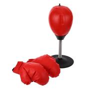 Balle de Réaction de Boxe Compacte Rouge avec Moufles et Gonfleur | Pu, Acier Inoxydable et Abs, Portable pour Garçon et Filles, Améliore la Vitesse de Réaction, Ensemble de Boxe