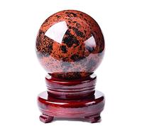 Balle de sphère cristalline d'obsidienne Rouge Naturel, Boule de Chakra à l'énergie astrologue, décorations de la Maison Ornements de méditation, 3,9 "(10 cm)