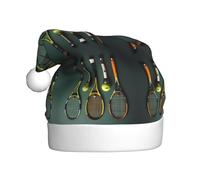 Balle de tennis en peluche et raquettes de Noël, accessoire de costume festif, doux au toucher, parfait pour Noël et fêtes de fin d'année.