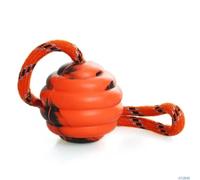 Balle d'entraînement pour chien sur corde en caoutchouc naturel très résistant avec poignée en nylon haute visibilité Orange Police militaire et sport